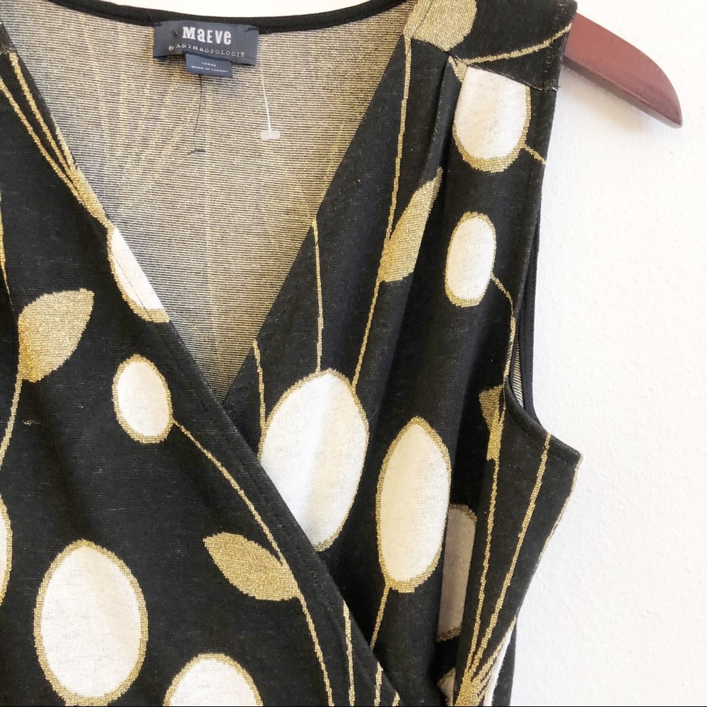 Anthropologie Black and Gold Wrap Top - Picture 8 of 17